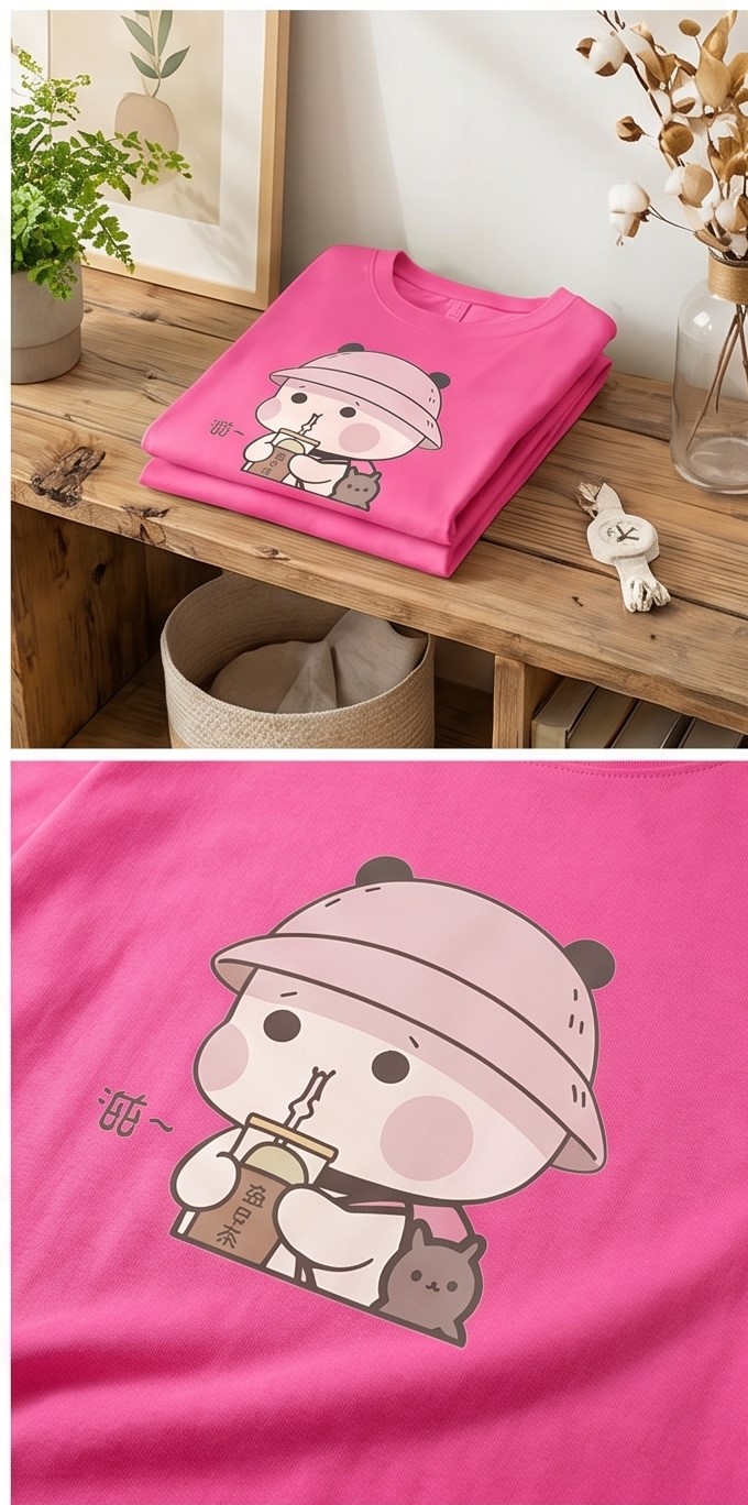 FIRI trendy pink girls and women oversize T shirt/loose fit - Image 3