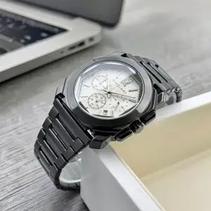 bvlgari first copy black metal chronograph watch for men