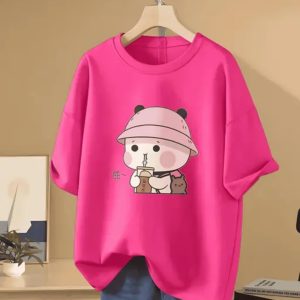 FIRI trendy pink girls and women oversize T shirt/loose fit